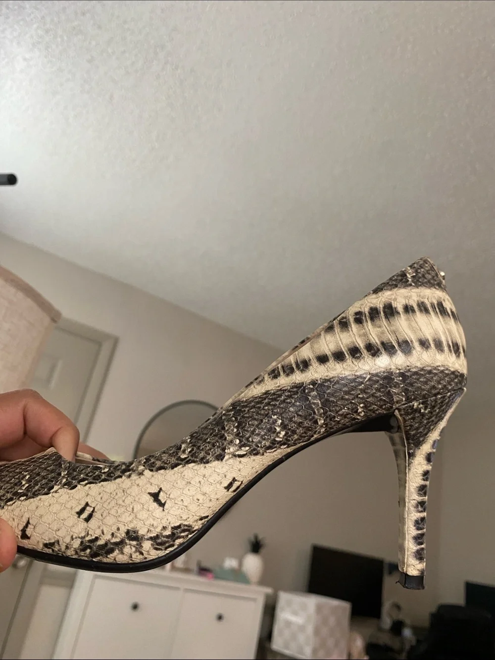 Michael Kors Women's Snake-Print Pumps in Cream and Brown